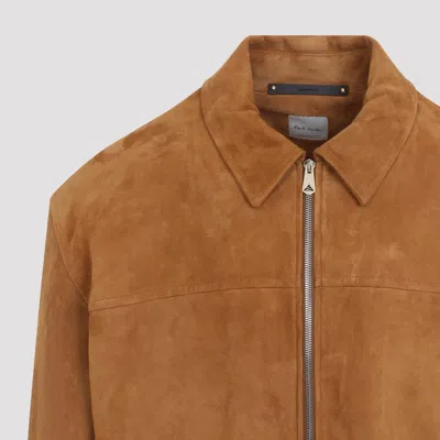 Paul Smith Camel Oversized Leather Jacket In Brown