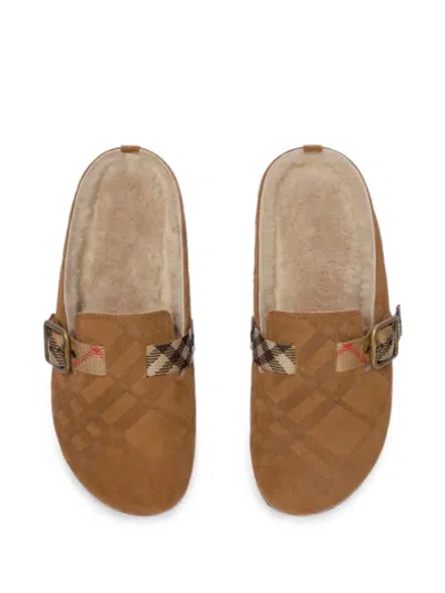 Burberry Check-pattern Buckle-fastening Slippers In Multi