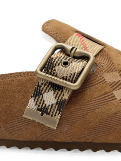 Burberry Check-pattern Buckle-fastening Slippers In Multi