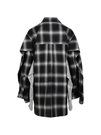 Srvc Studio Check-pattern Deconstructed Shirt In Black