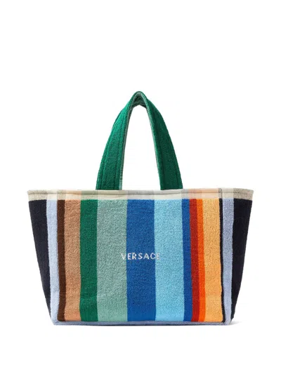 Versace Patterned Cotton Tote In Patterned