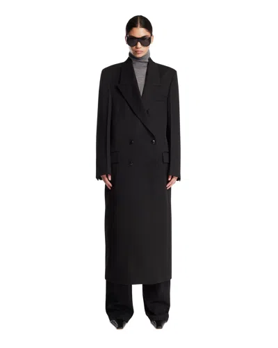 Rohe Black Double Breasted Tailored Coat In Black Nero   #000000