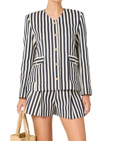 Astr The Label Danae Stripe Denim Jacket In Multi