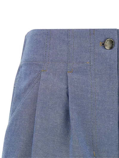 Moncler Pleated High-waisted Shorts In Blue