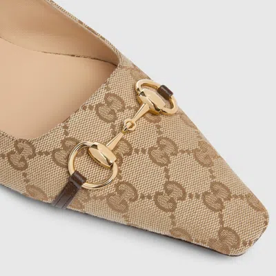 Gucci Vittoria Horsebit-detail Gg-pattern Ballet Flats In Printed