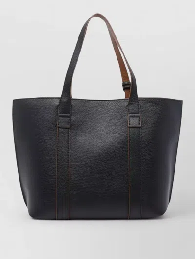 Hogan Script Small Leather Shoulder Tote Bag