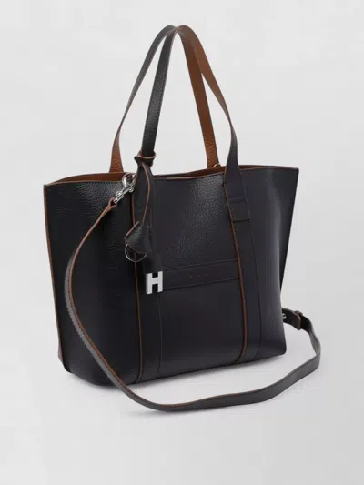 Hogan Script Small Leather Shoulder Tote Bag