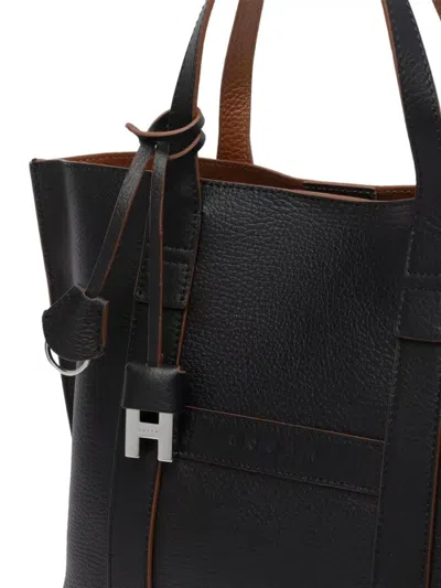 Hogan Script Small Leather Shoulder Tote Bag