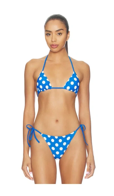 Solid & Striped The Iris Reversible Bikini Top In Blue