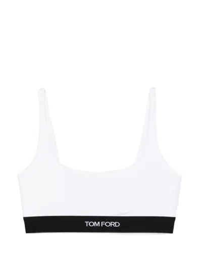 Tom Ford White Bralette With Contrasting Logo Print In Modal Stretch Woman In White