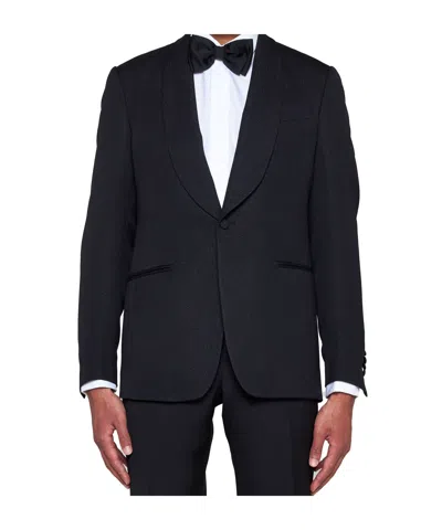 Lardini Metallic-threading Blazer In Black