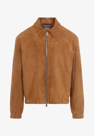 Paul Smith Camel Oversized Leather Jacket In Brown