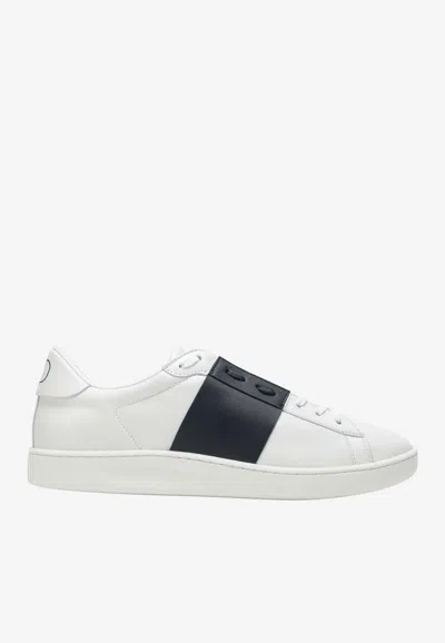 Valentino Garavani Minimalist Leather Sneakers With Contrasting Stripe Detail And Vlogo Signature In White