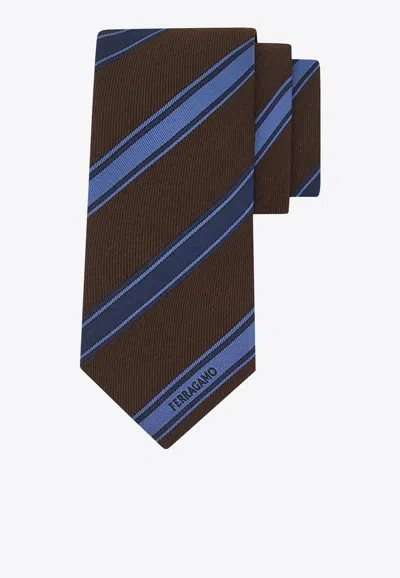 Ferragamo Regimental Silk Jacquard Tie In Multi