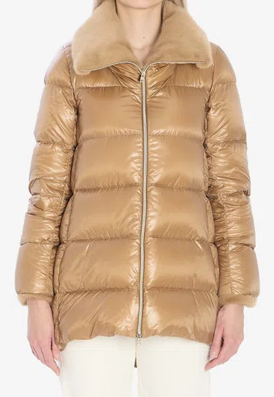 Herno Padded Zip-up Down Jacket In Brown