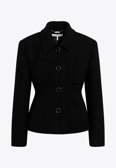 Chloé Chic Virgin Wool Stretch Jacket With Soft Cotton-viscose Lining In Black