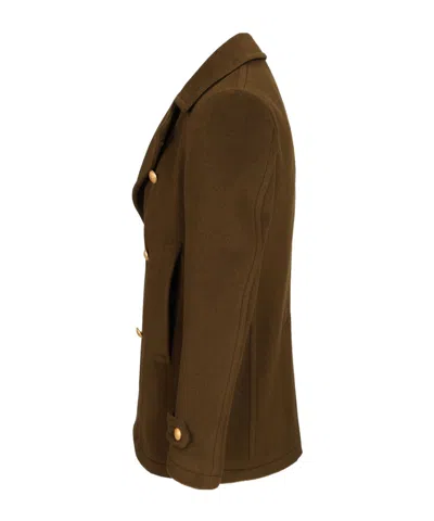 Tagliatore Double-breasted Wool Pea Coat In Brown