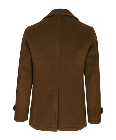 Tagliatore Double-breasted Wool Pea Coat In Brown