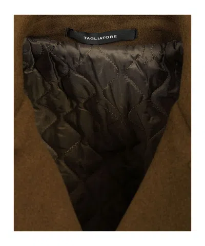 Tagliatore Double-breasted Wool Pea Coat In Brown