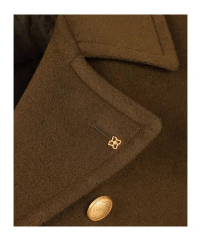 Tagliatore Double-breasted Wool Pea Coat In Brown