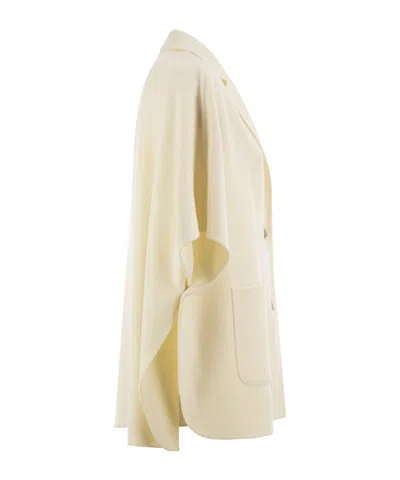 Herno Double Wool Cape With Lapel Collar In Brown