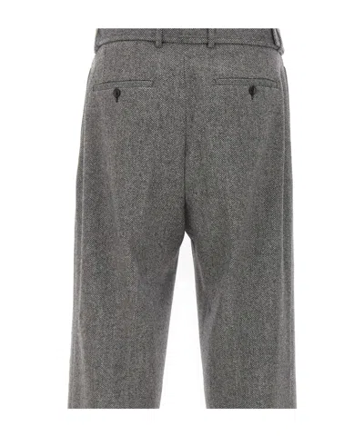 Tagliatore Herringbone-pattern Tailored Trousers In Gray