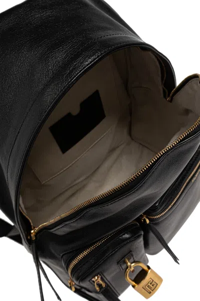 Balmain Padlock-detail Leather Backpack In Black