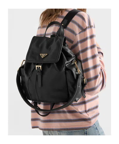 Prada Explore Medium Nappa Leather Backpack In Black