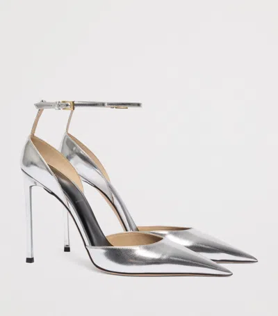 Tom Ford Metallic Leather Vertigo Mules 105 In Silver