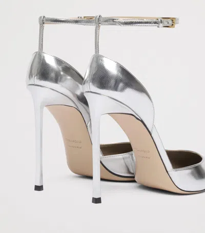 Tom Ford Metallic Leather Vertigo Mules 105 In Silver