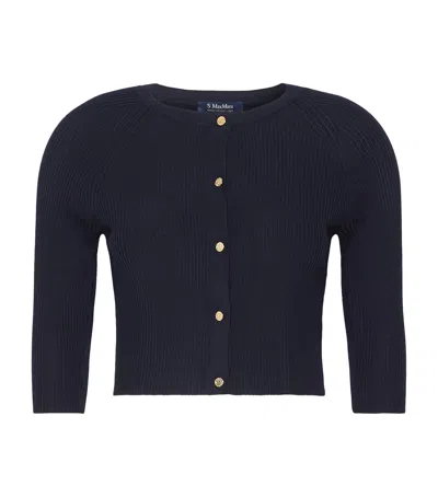 Max Mara Virgin Wool Cropped Cardigan In Multi