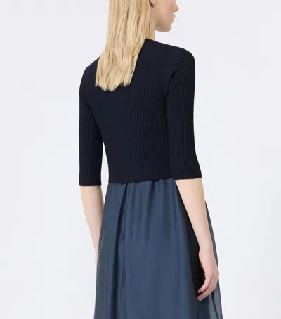 Max Mara Virgin Wool Cropped Cardigan In Multi