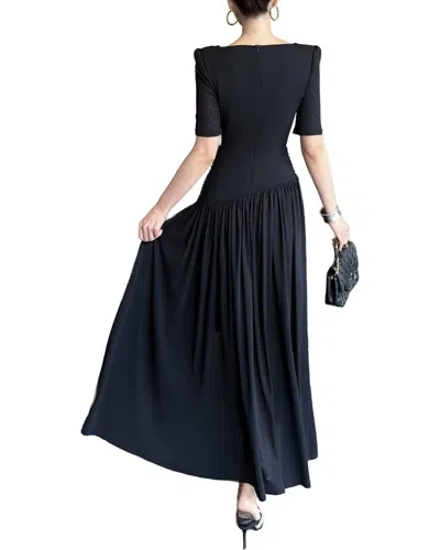 Burryco Short Sleeve Solid Maxi Dress In Black