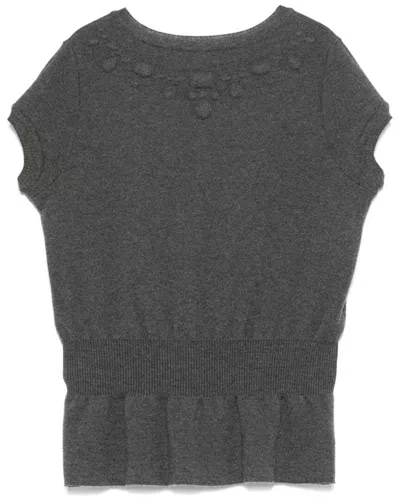Chanel 2010s Wool Trompe-l'oeil Necklace Top, Size Int; S (authentic Pre-  Loved) In Gray