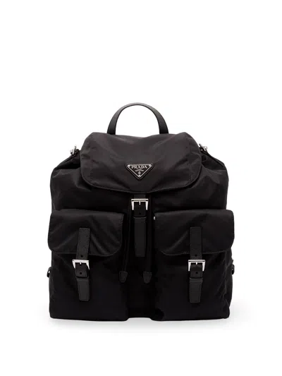 Prada Medium Re-nylon Backpack In Black