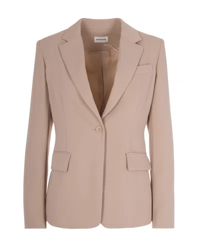 P.a.r.o.s.h Beige Solid Notched Lapel Blazer In Brown