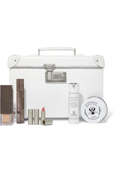 Shop Globe-trotter Pearl 13" Leather-trimmed Fiberboard Vanity Case In White