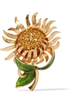 DOLCE & GABBANA Gold-tone, crystal and enamel brooch