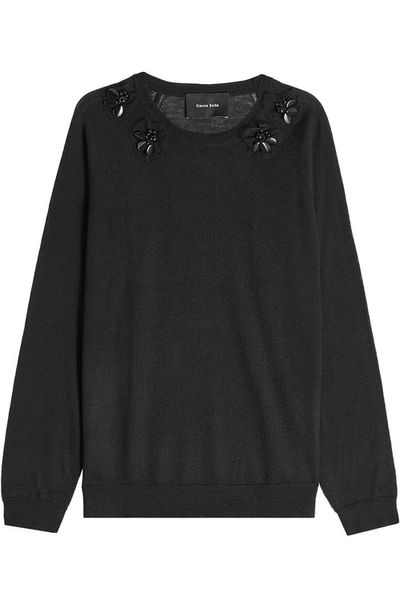 Simone Rocha Woman Embellished Wool, Silk And Cashmere-blend Sweater Black