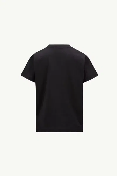 Moncler Cotton Jersey T-shirt With Logo Print Kids In Black