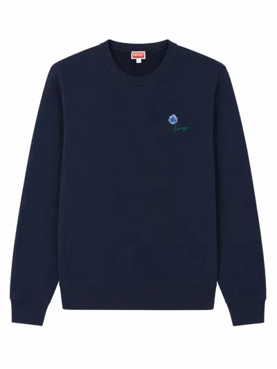 Kenzo Navy Blue Logo Sweatshirt In Blue