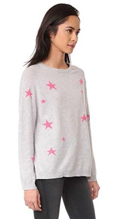 Shop Chinti & Parker Slouchy Star Cashmere Sweater In Silver Marl/pink