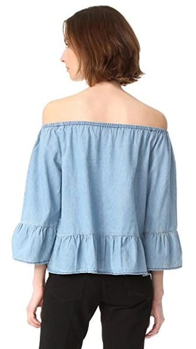 Shop Cupcakes And Cashmere Off Shoulder Top In Chambray