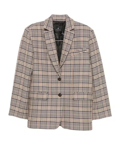 Anine Bing Quinn Check-pattern Single-breasted Blazer In Multi