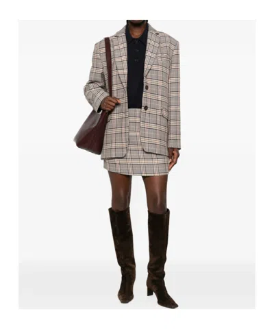 Anine Bing Quinn Check-pattern Single-breasted Blazer In Multi
