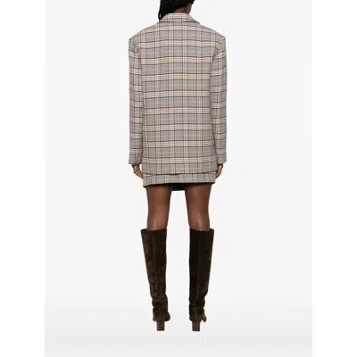 Anine Bing Quinn Check-pattern Single-breasted Blazer In Multi