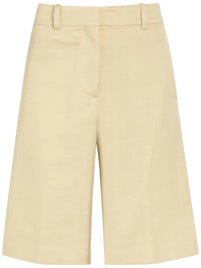 Another Tomorrow Tailored Wide-leg Bermuda Shorts In Neutral