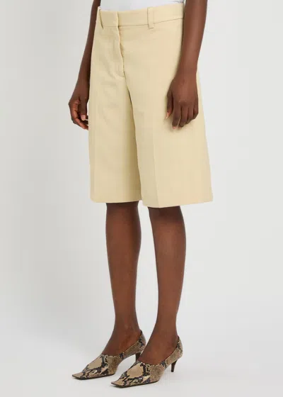 Another Tomorrow Tailored Wide-leg Bermuda Shorts In Neutral
