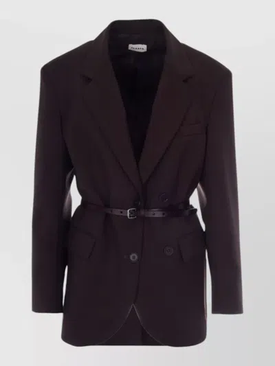 P.a.r.o.s.h Double Breasted Belted Tailoring Jacket Nylon Silk In Brown