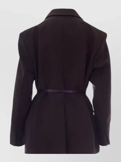 P.a.r.o.s.h Double Breasted Belted Tailoring Jacket Nylon Silk In Brown